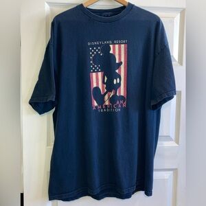 Walt Disney World Mickey Mouse American Flag T-Shirt Men's Size XL Blue Vintage